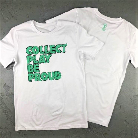 Retro T-Shirt - Collect Play Be Proud  (Eco/Vegan 100% Organic Cotton)