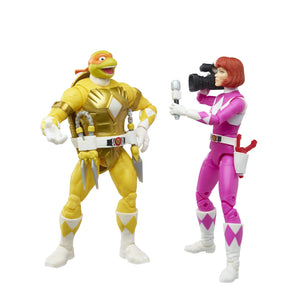 Power Rangers X TMNT Lightning Collection Yellow (Michelangelo) and Pink (April) Action Figures 2 Pack